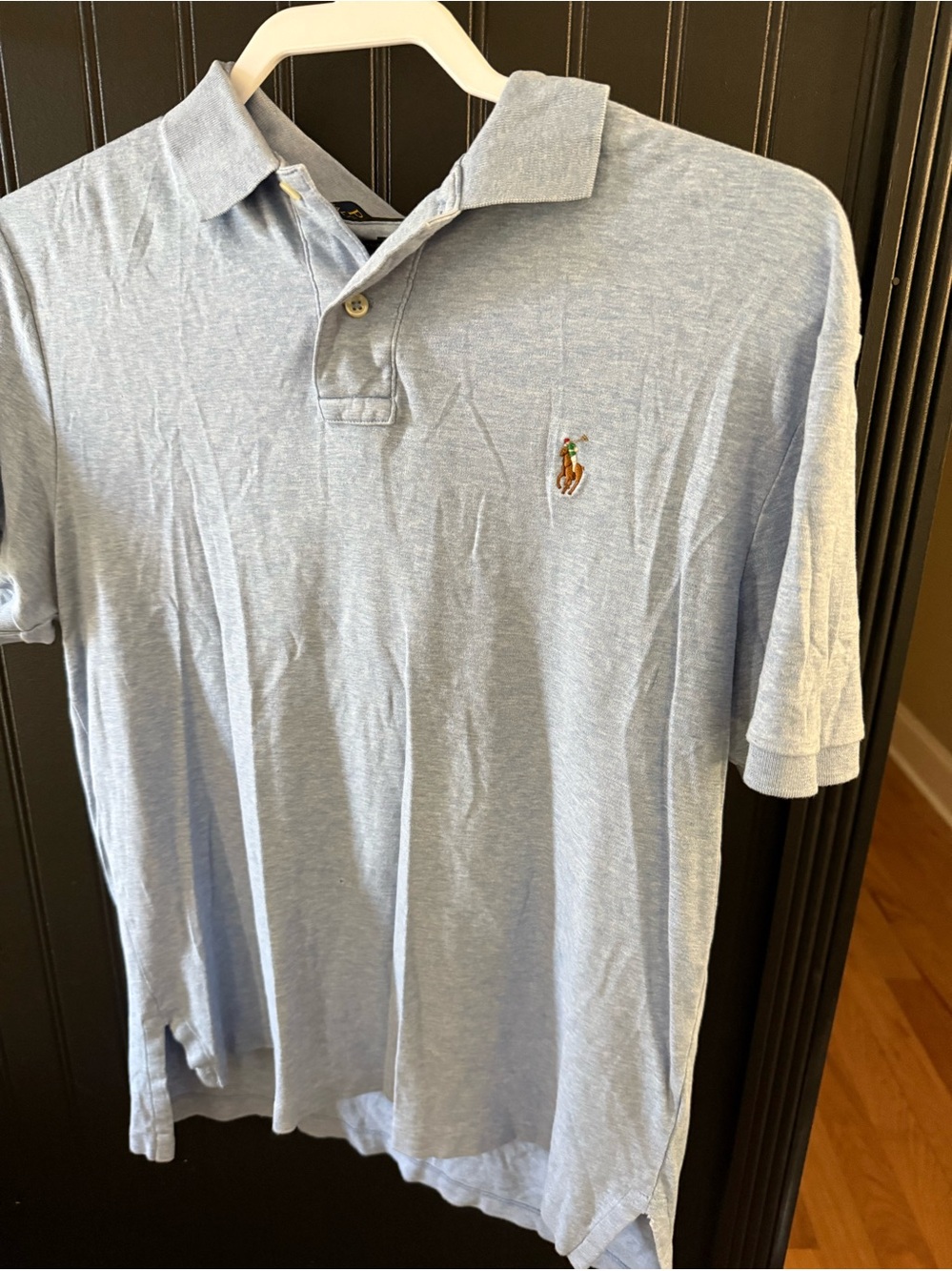 Polo Shirt - Light Blue Cotton Blend with Embroidered Logo